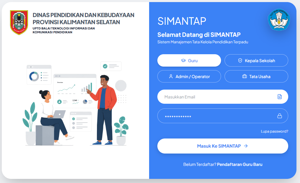 Tampilan login aplikasi SIMANTAP